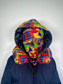 Alternative view of Yellow Red Green Blue Black White Kente Ankara African Print Neck Pillow Hoodie Travel Set