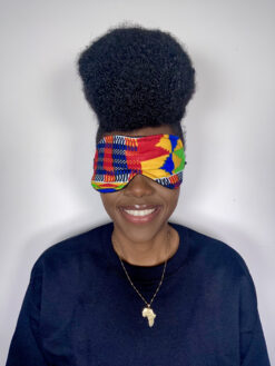 Alternative view of Yellow Red Green Blue Black White Kente Ankara African Print Sleeping Mask
