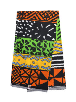 Black Orange Green Yellow White Stacked Mud Cloth Ankara African Print Fabric 6 Yards