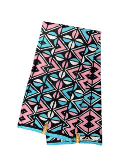 Black Pink Blue White Triangle Seeds Cowry Mud Cloth Ankara African Print Fabric 6 Yards