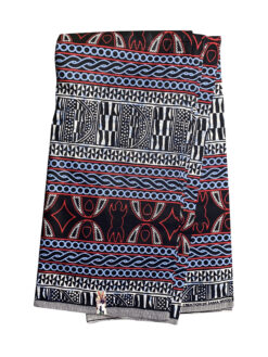 Black Red White Blue Light Atoghu Toghu Bamenda Bamileke Cameroon Ankara African Print Fabric 6 Yards