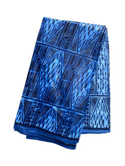Blue Black Blue White Stretched Diamond Adire Ankara African Print Fabric 6 Yards