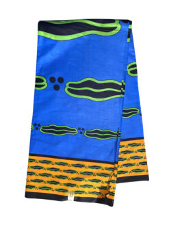 Blue Green Orange Black Big Lips Ankara African Print Fabric 6 Yards