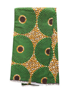 Green Orange Brown White Grande Target Plaque Nsu Bura African Ankara Print Fabric 6 Yards