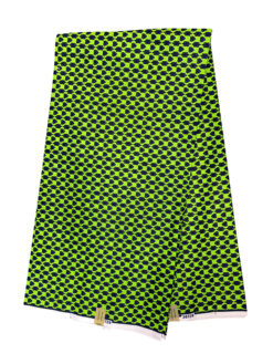 Green Purple Squares Hearts African Ankara Print Fabric 6 Yards