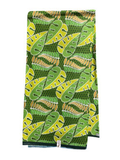 Green White Gold White Pinnatisect Brown Black Ankara African Print Fabric 6 Yards