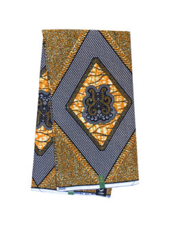 Orange Black White Big Diamond Tortoise Ankara African Print Fabric 6 Yards