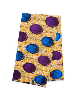 Orange Blue Purple Black White Ovals In A Row Ankara African Print Fabric 6 Yards