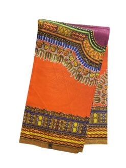 Orange Dashiki Ankara African Print Fabric 6 Yards