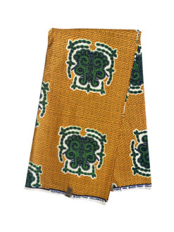 Orange Green Black White Multi Tortoise African Ankara Print Fabric 6 Yards