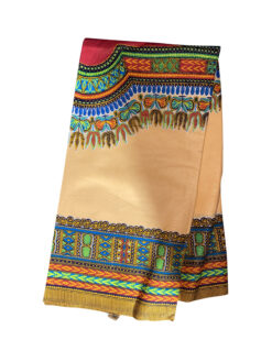 Orange Light Tan Dashiki Ankara African Print Fabric 6 Yards
