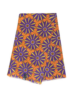 Orange Purple Gold Brown Windmill Glitter Ankara African Print Fabric 6 Yards