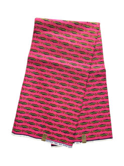 Pink Black Yellow Lips Ankara African Print Fabric 6 Yards