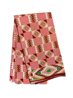 Pink Burgundy Green Gold White Block Diamond Cross Glitter Kente Ankara African Print Fabric 6 Yards