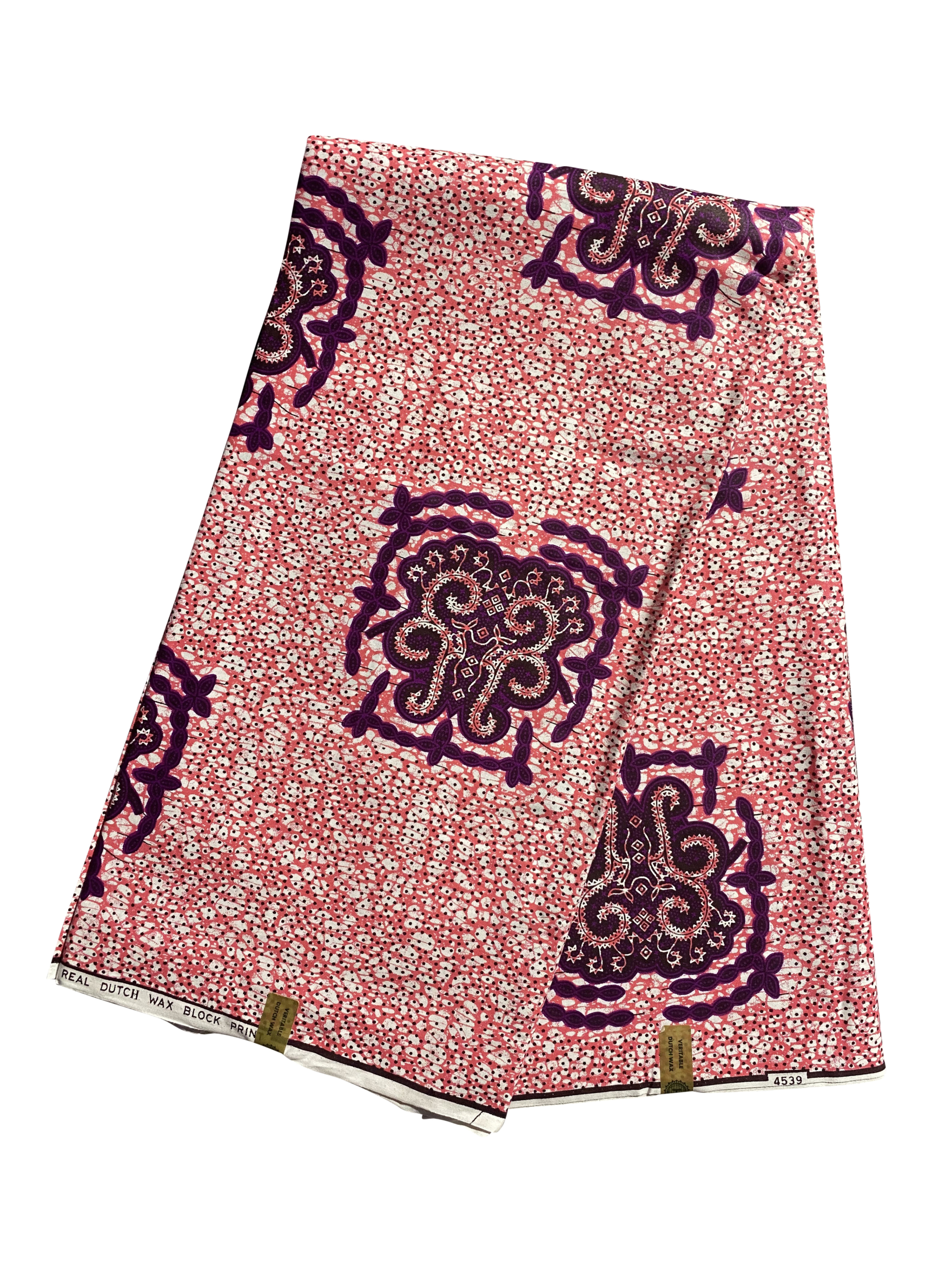 Pink Purple Black White Multi Tortoise Ankara African Print Fabric 6 Yards