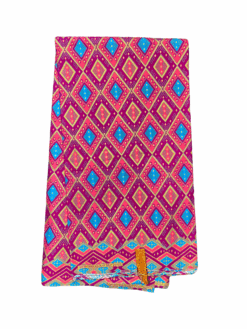 Pink Purple Blue Gold Diamond Jewel Glitter African Ankara Print Fabric 6 Yards