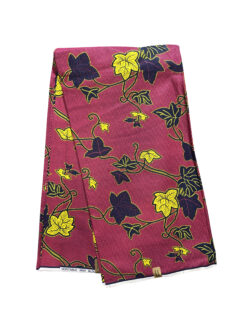 Pink Purple Yellow Black Leaves Branches Pink Yellow Purple Black Ankara African Print Fabric 6 Yards