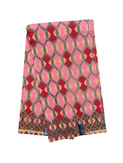 Pink Red Gold Black Hexagon Diamond Traingle Glitter Ankara African Print Fabric 6 Yards
