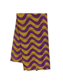 Purple Yellow Black Waves Ankara African Print Fabric 6 Yards
