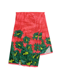Red Green Black Flowers Bed Ankara African Print Fabric 6 Yards