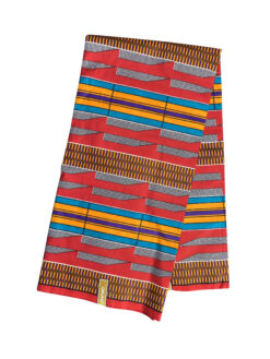 Red Orange Blue Purple Black White Kente Ankara African Print 6 Yards