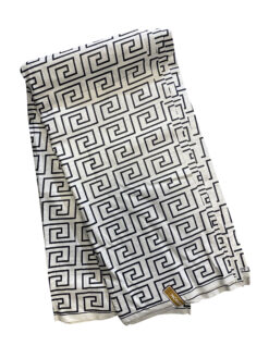 White Black Square Maze Ankara African Print Fabric 6 Yards