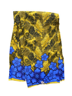 Yellow Blue Black Roses On The Edge Ankara African Print Fabric 6 Yards