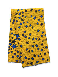 Yellow Blue Black Mini Stars Ankara African Print Fabric 6 Yards