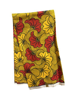Yellow Red Black Floating Flower Rolls Royce Flowers Fleurs De Mariage Mgbolodi Ankara African Print Fabric (Per Yard & 6 Yards)