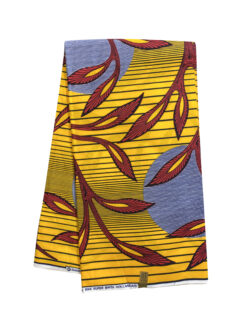Yellow Red Blue Black Grotto Papaya Ye Asa Ankara African Print Fabric 6 Yards