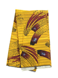 Yellow Red White Black Smear Ankara African Print Fabric 6 Yards