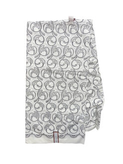 White Black Silver Rocker Slicer Ankara African Print Fabric 6 Yards