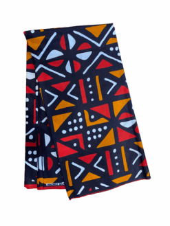 Black Orange Brown Yiri Boulou Mud Cloth Ankara African Print Fabric 6 Yards