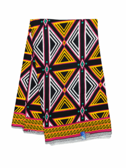 Black Pink Yellow Teal White Triangle Box Diamond Links Atoghu Toghu Bamenda Bamileke Cameroon Ankara African Print Fabric 6 Yards