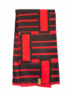 Black Red Tower Block Ankara African Print Fabric 6 Yards