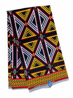 Black Red Yellow Green White Triangle Box Diamond Links Atoghu Toghu Bamenda Bamileke Cameroon Ankara African Print Fabric 6 Yards