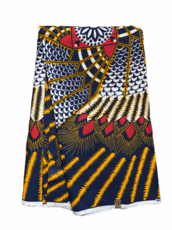 Black Red Yellow White Peahen Ankara African Print Fabric 6 Yards