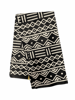 Black White Bravery Mud Cloth Ankara African Print Fabric 6 Yards