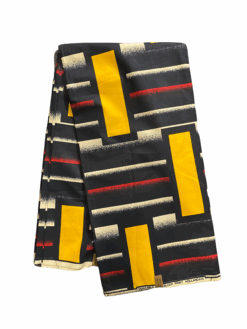 Black Yellow Red Tan Tower Block Ankara African Print Fabric 6 Yards