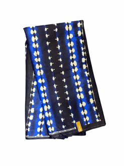 Blue Black White Blotch Mud Cloth Ankara African Print Fabric 6 Yards