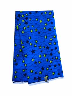 Blue Cobalt Green Lime Black Mini Stars Ankara African Print Fabric 6 Yards