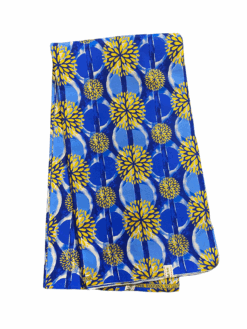 Blue Gold White Fire Works Ankara African Print Fabric 6 Yards