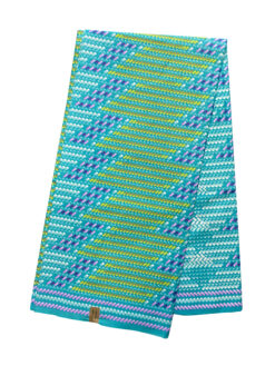 Blue Green Purple Pink White Staircase Ankara African Print Fabric 6 Yards