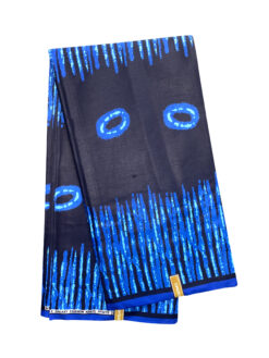 Blue Navy Circle Hole Spikes Ankara African Print Fabric 6 Yards