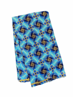Blue Navy Gold Eye of the Storm Glitter Ankara African Print Fabric 6 Yards