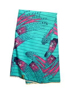 Blue Pink White Black Smear Ankara African Print Fabric 6 Yards