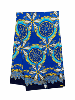 Blue Gold White Dream Catcher Glitter Ankara African Print Fabric 6 Yards