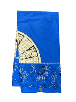 Blue White Black Wheel of Fortune Flowers Ankara African Print Fabric 6 Yards