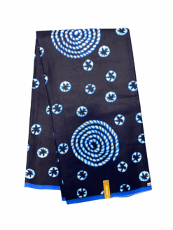 Blue White Spiral Rope Ankara African Print Fabric 6 Yards