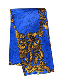 Blue Yellow Black Craquel Ankara African Print Fabric 6 Yards